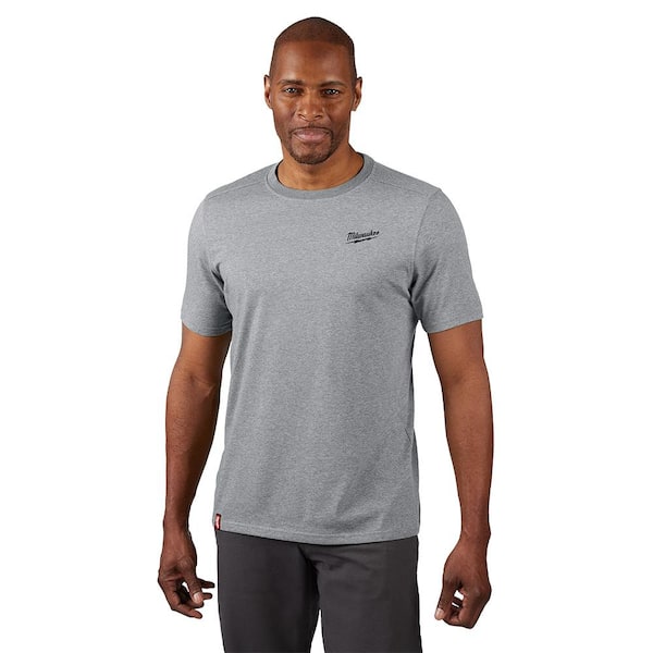 Milwaukee Men's Medium Gray Cotton/Polyester Short-Sleeve