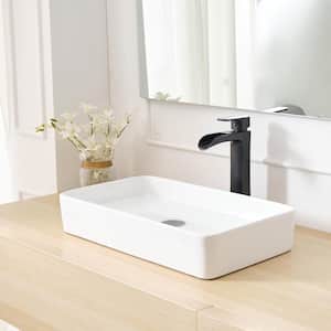Single Hole Single Handle Bathroom Vessel Sink Faucet With Pop Up Drain Without Overflow in Matte Black