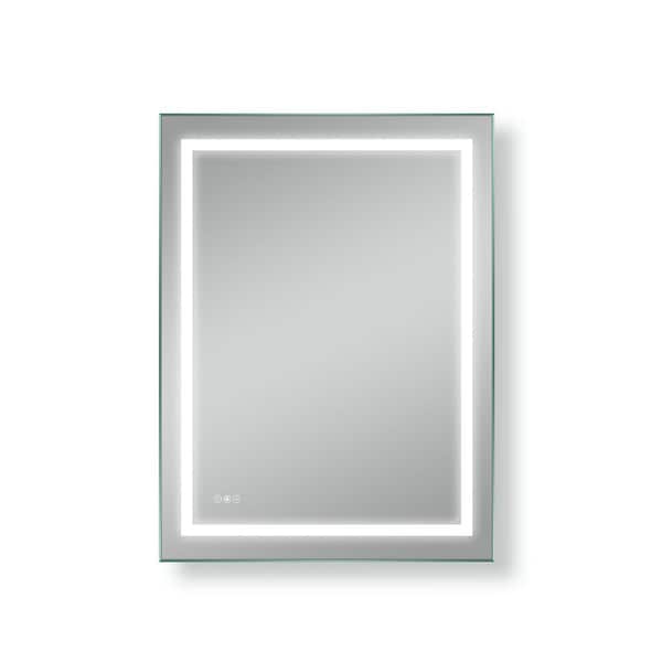 HBEZON 36 in. W x 48 in. H Large Rectangular Frameless Anti-Fog LED Light Wall Bathroom Vanity Mirror in White