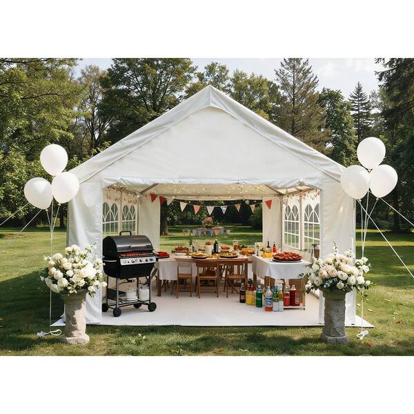 Pro Series 10 ft. x 20 ft. White Canopy, Carport with Removable