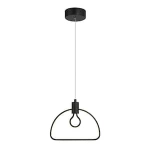 Edison's Outline 17-Watt 1-Light Black Statement Integrated LED Mini Pendant Light with Frosted Silicone Diffuser
