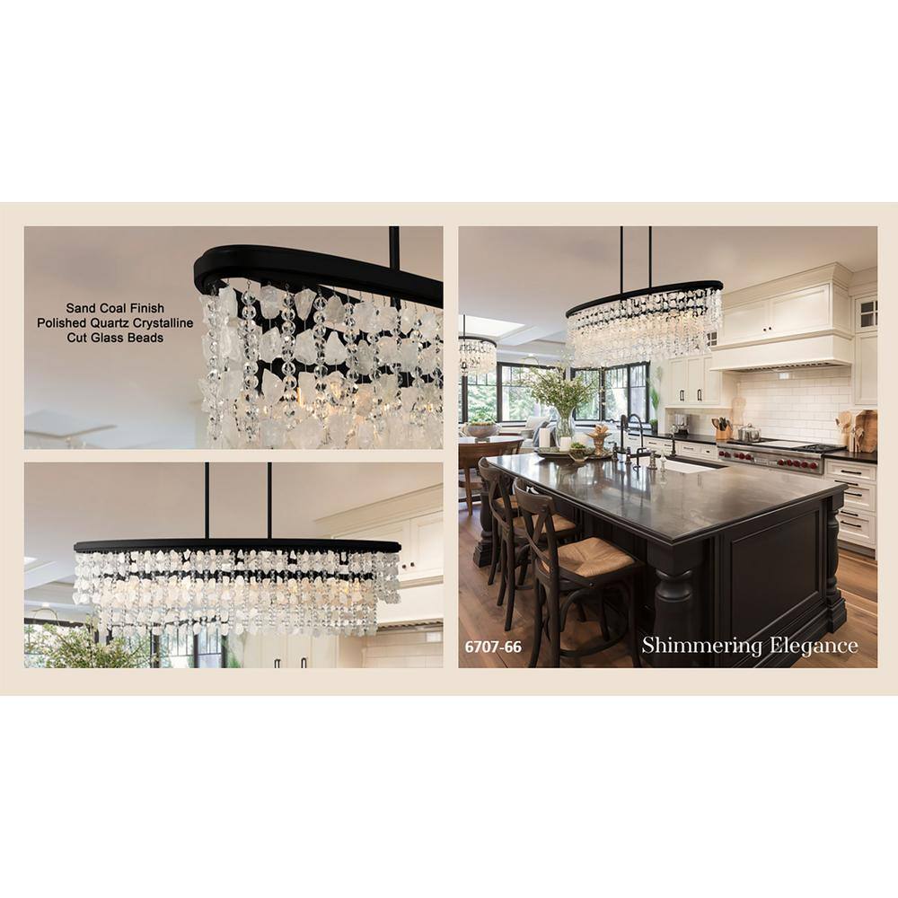 Shimmering Elegance Black Crystal 5-Light Island Chandelier
