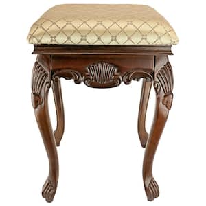 Madame Bouvier Brown Boudoir Stool with Jacquard Upholstery Seat (21.5" H X 15" W X 15" D)