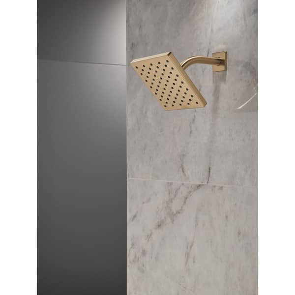 Gold 1-Spray Patterns 6.50 in. Wall Mount Fixed Shower Head in Champagne Bronze