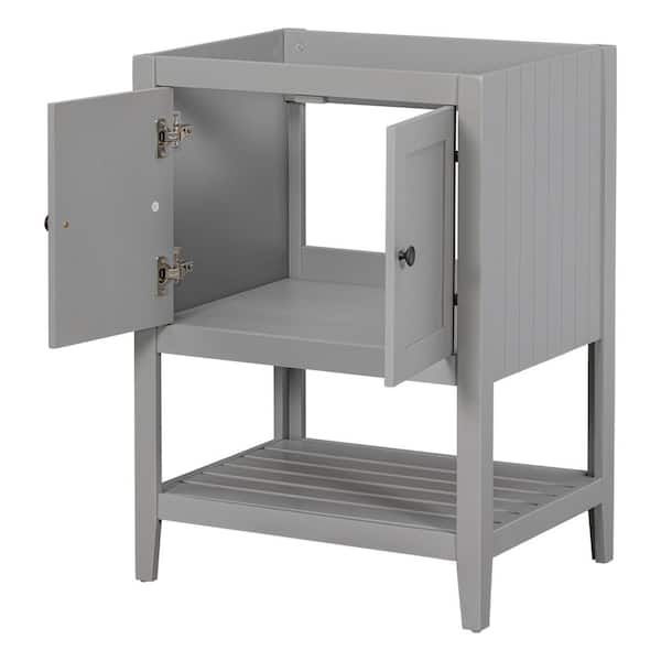 Unbranded 23.7 in. W x 17.8 in. D x 33 in. H Bath Vanity Cabinet without Top in Grey