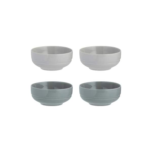 Typhoon World Foods 3.9 in., 6.7 fl. oz. Blue and Grey Stoneware Prep Bowls (Set of 2 Each Color)