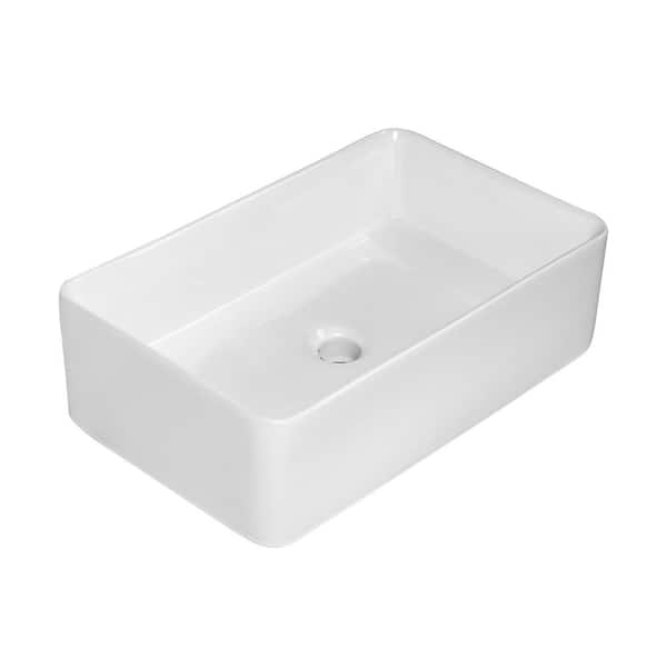 matrix decor 21 in. Porcelain Ceramic Rectangular Bathroom Vessel Sink in White