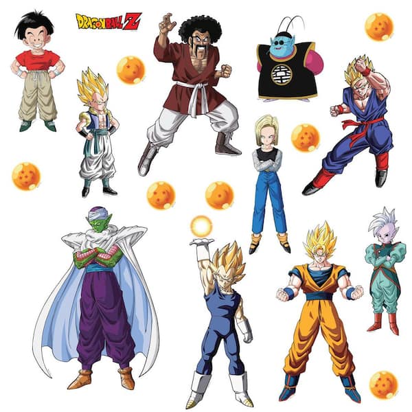 18-Piece 18 in. x 34.75 in. Dragon Ball Z Characters Yellow Wall Decals