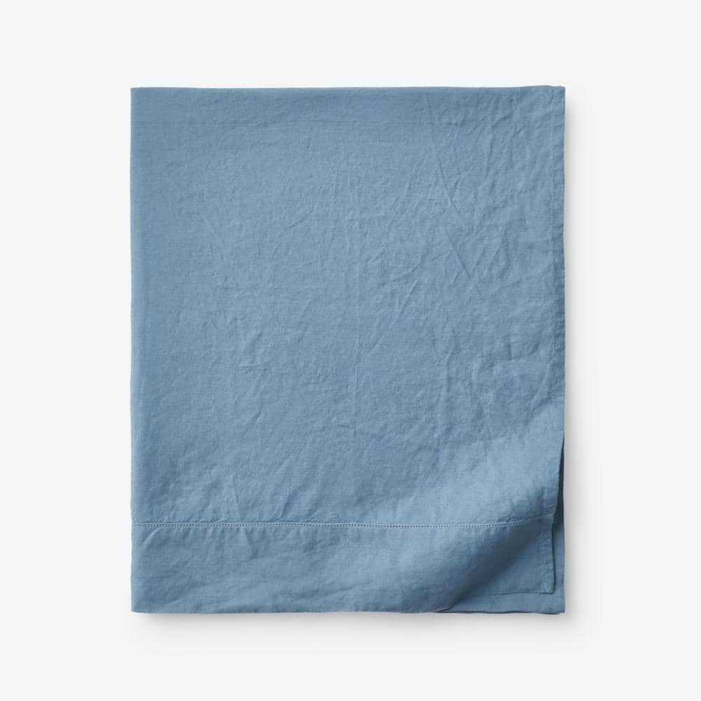The Company Store Legends Hotel Relaxed Shadow Blue Linen King Flat