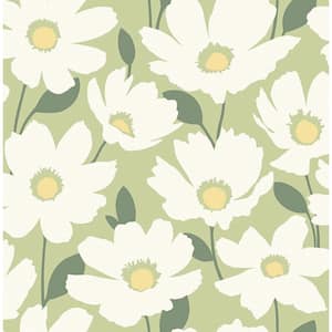 Astera Green Floral Green Paper Strippable Roll (Covers 56.4 sq. ft.)