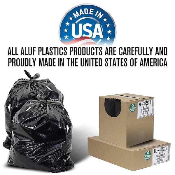 Plasticplace 55-60 Gallon Black Trash Bags, 1.2 Mil, 38'' x 58