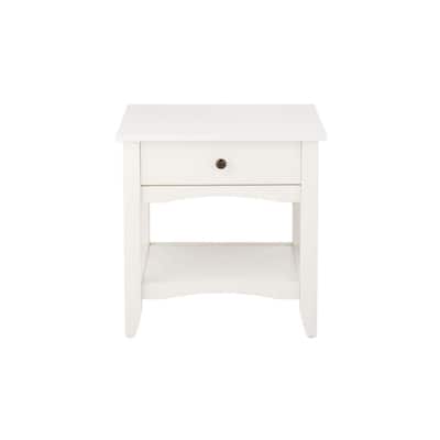 Round White End Table With Drawer And Shelf / Buy Vecelo Faux Marble
