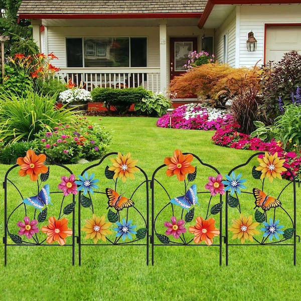 Garden Decor for Outside, Set of 2 Metal Fence Decorative Garden