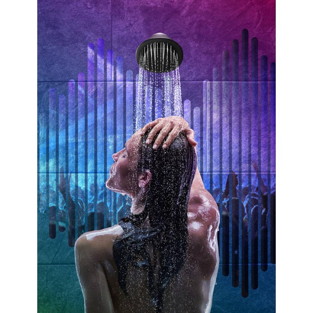 Matte Black Wall Mounted Showerhead with Bluetooth Speaker