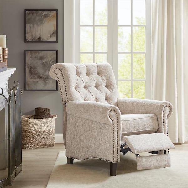 Beige Vintage Motion Recliner with Tight Back & Seat Cushions and Pillow  Top Arm & Cup Holder - On Sale - Bed Bath & Beyond - 38338426