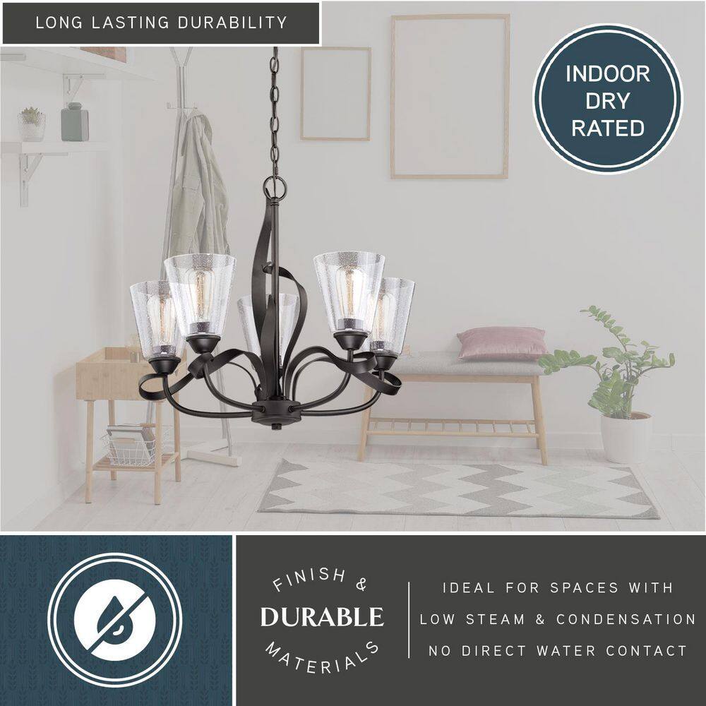 Cinta Oil Rubbed Bronze 5-Light Chandelier with Clear Seeded Glass