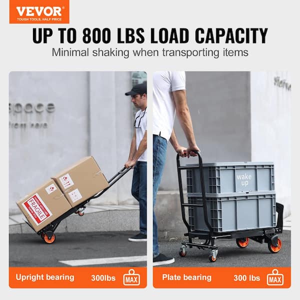 Aluminum 2 in 1 Hand Truck Heavy Duty Industrial Convertible Folding Hand Truck and Dolly 300 lbs. Load capacity