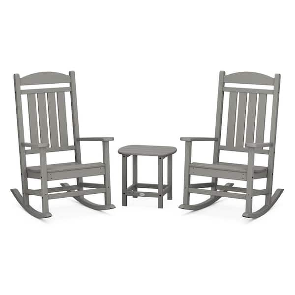 POLYWOOD Presidential Slate Grey 3-Piece Plastic Patio Conversation Set