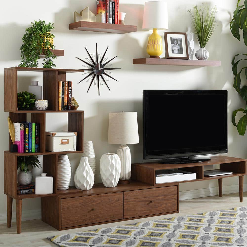 Haversham Walnut Brown Mid-Century Modern TV Stand