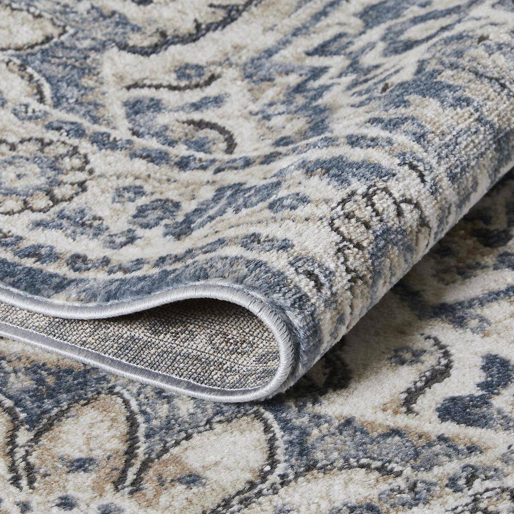 Rectangular Blue Synthetic Easy Care 4' x 6' Area Rug