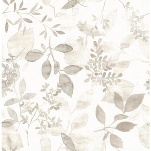 Gossamer Taupe Botanical Paper Strippable Roll Wallpaper (Covers 56.4 sq. ft.)