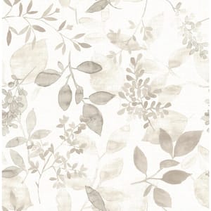 Gossamer Taupe Botanical Taupe Wallpaper Sample