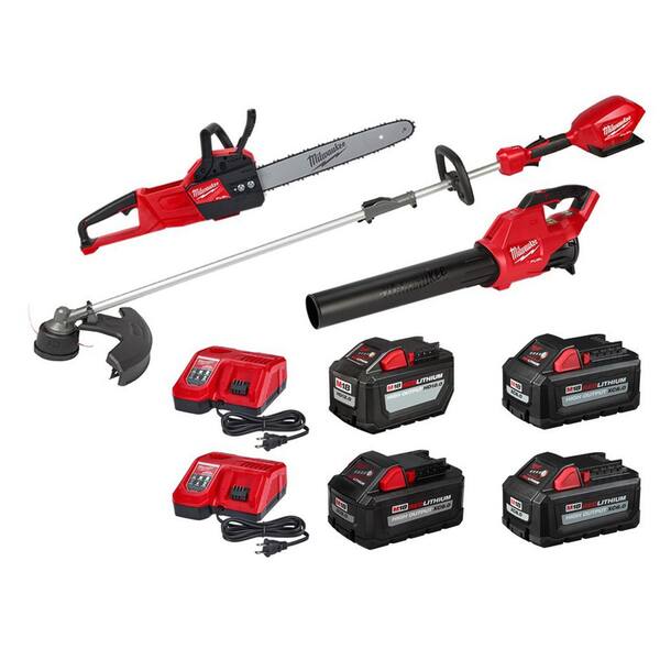 Milwaukee M18 Fuel 18-Volt Brushless Cordless Electric String Trimmer, Blower and Chainsaw Combo Kit (3-Tool)