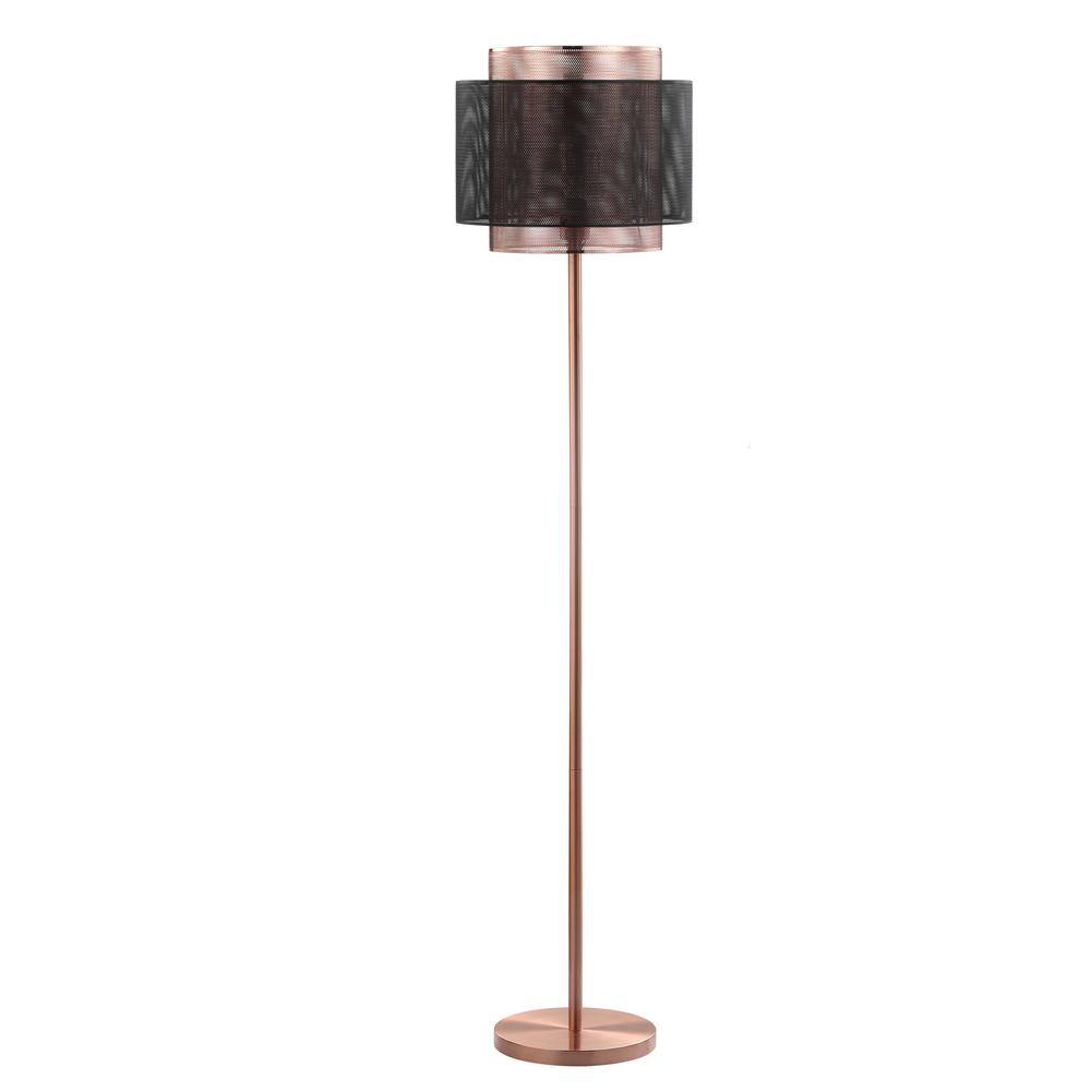 Tribeca Dual-Finish 60.5" Copper & Black Mesh LED Floor Lamp