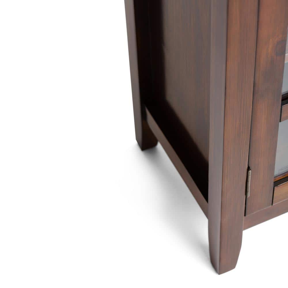 Russet Brown Solid Wood Medium Storage Cabinet with Glass Doors