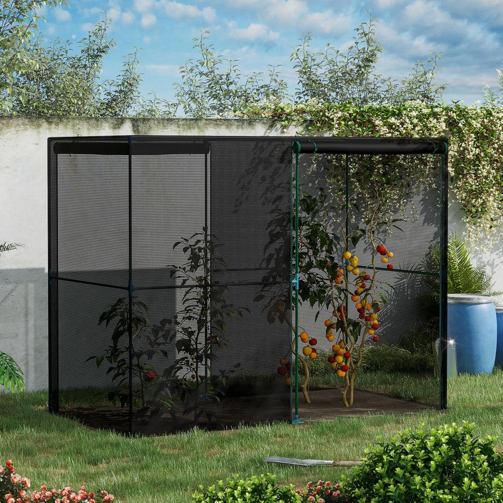 4ft x 8ft Black Lean-to Greenhouse with Zippered Doors