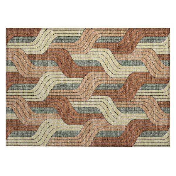 Chantille Machine Washable Indoor/Outdoor Abstract ACN2422 Paprika 2 ft. x 3 ft. Accent Rug