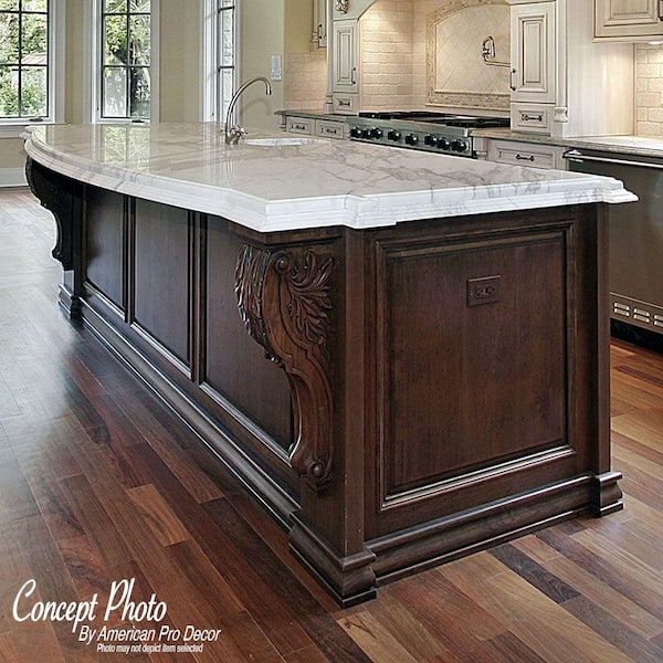 American Pro Decor 24 In X 7 1 8 6 Unfinished Large Hand Carved North Solid Alder Acanthus Leaf Wood Corbel 5apd10515 Alder Acanthus Leaf Wood Corbel, Kitchen Island Corbels Home Depot