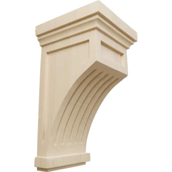 5-1/2 in. x 5-1/2 in. x 10 in. Rubberwood Fluted Corbel
