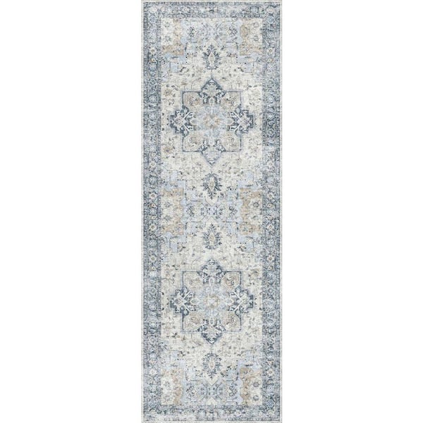 Medallion Blue 2 ft. x 7 ft. Persian Area Rug