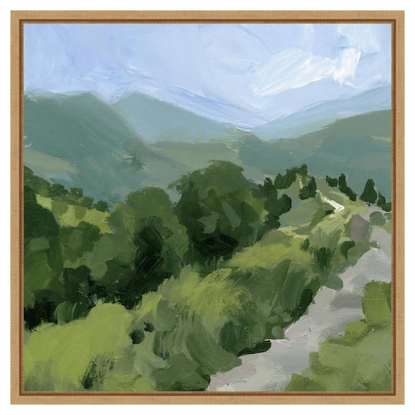 Amanti Art Tree Lined Path I by Victoria Barnes 22 in. W x 22 in. H. Canvas Wall Art Print Framed in Brown
