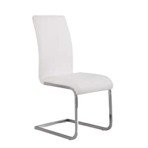 Amanda 38 in. White Faux Leather and Brushed Stainles Steel Side Chair (Set of 2)