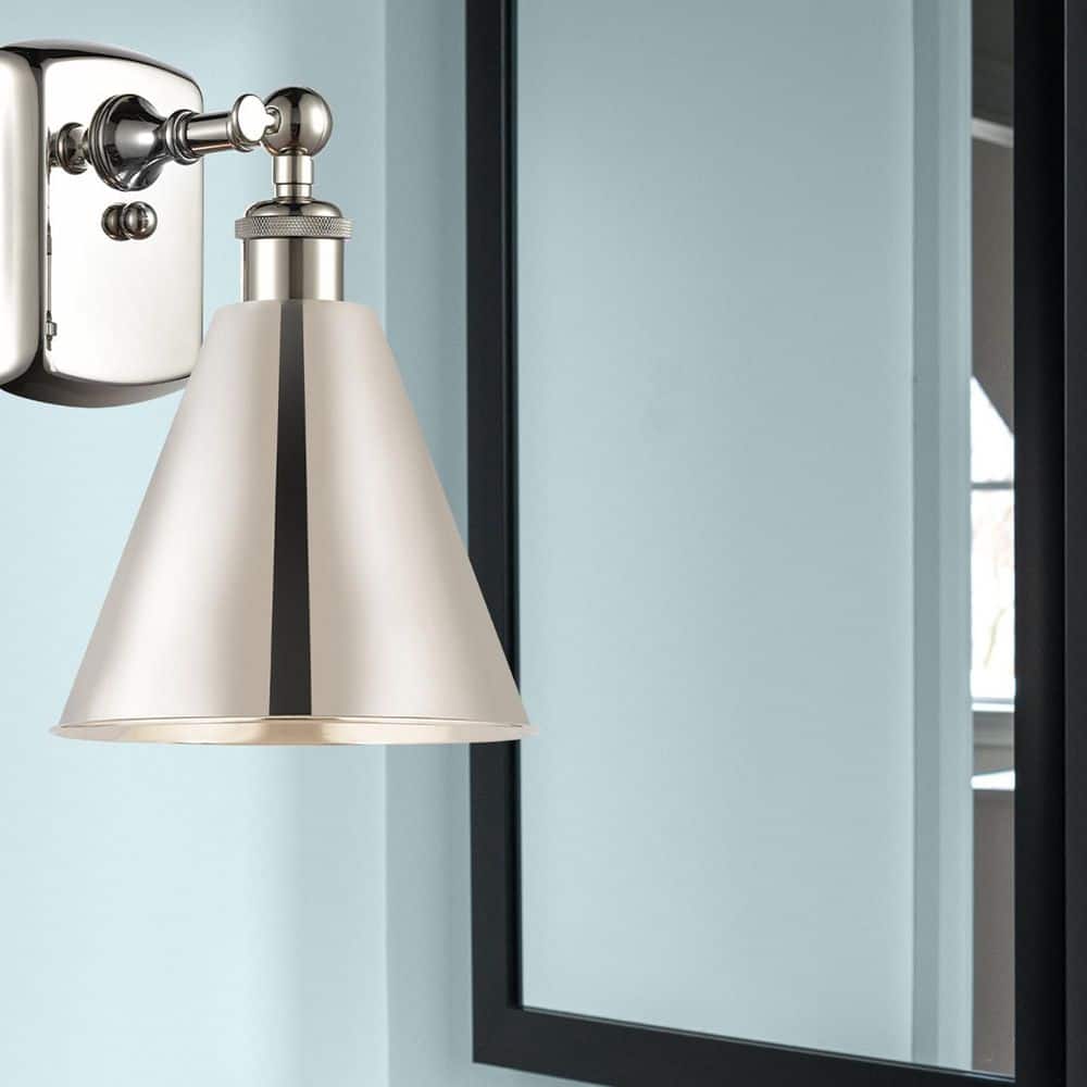 Ballston Cone 1-Light Polished Nickel Wall Sconce with Nickel Metal Shade price history on PriceWatchPro