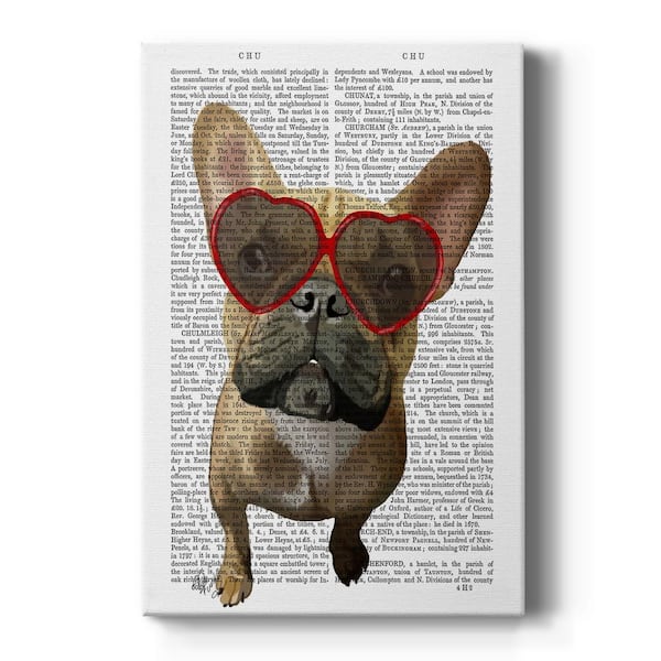 Wexford Home French Bulldog and Heart Glasses By Wexford Homes Unframed Giclee Home Art Print 27 in. x 16 in.
