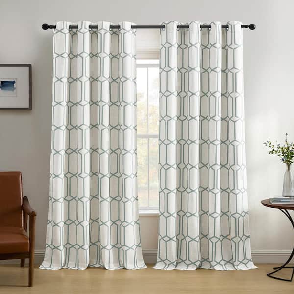 Elrene Slate Blue Trellis Blackout Curtain - 52 in. W x 95 in. L