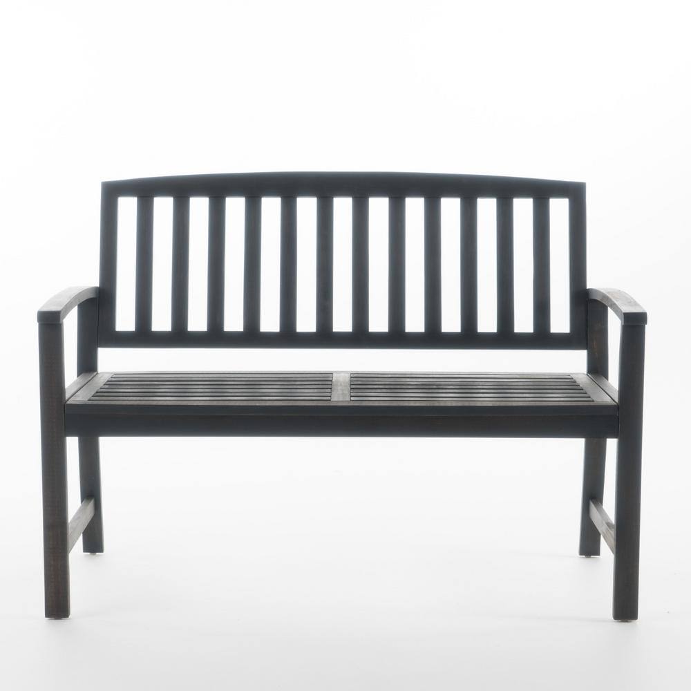 48.82 in. 2-Person Dark Gray Wood Outdoor Bench Patio Garden Bench for Patio, Garden, Lawn, Park and Deck price history on PriceWatchPro