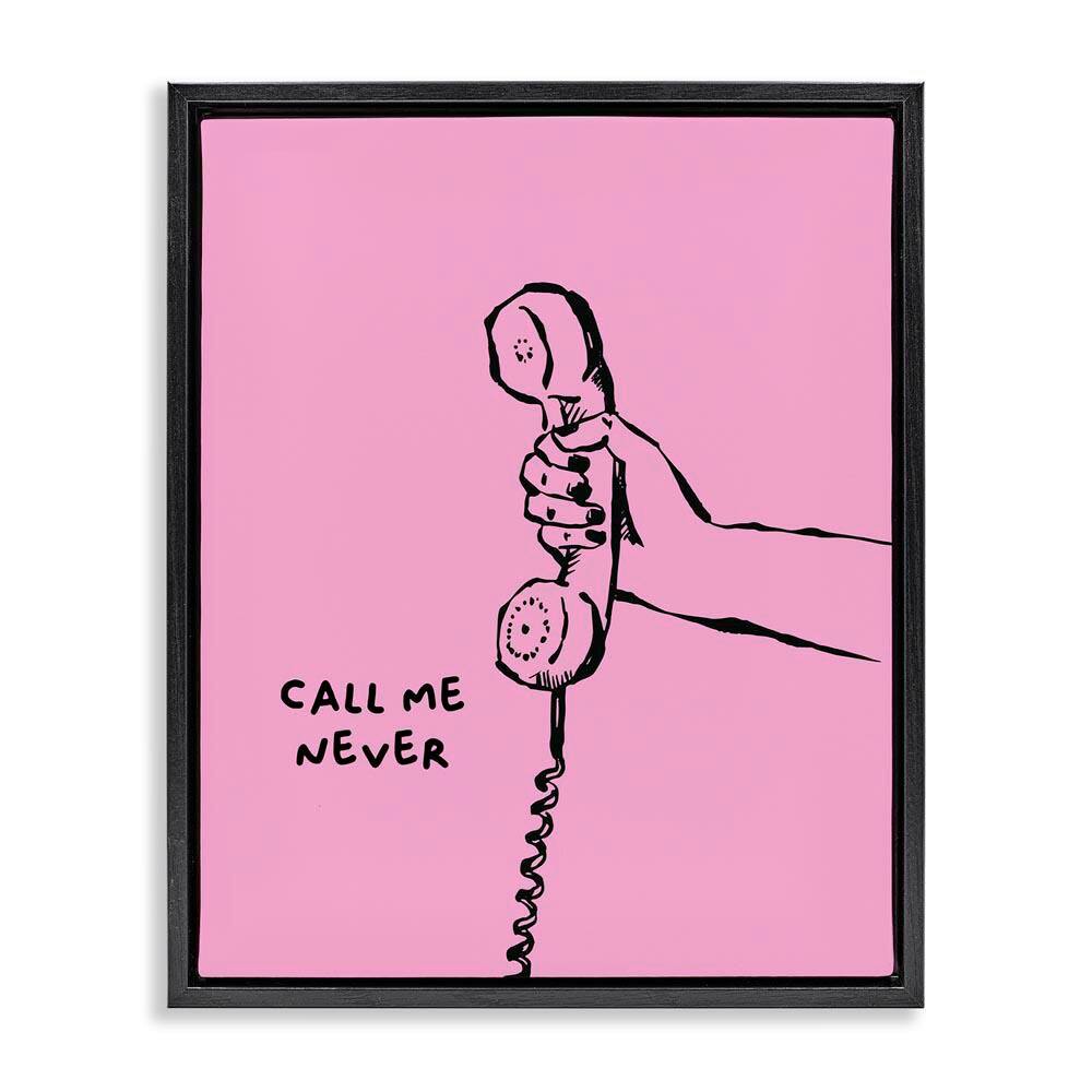 Call Me Never Phrase by House of Lulu Black Floater Frame Typography Graphic Art Print 31 in. x 25 in. price history on PriceWatchPro