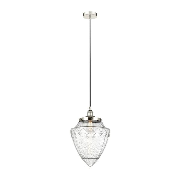 Innovations Bullet 100-Watt 1-Light Polished Nickel Standard Mini Pendant Light with Seeded Glass Shade, No Bulbs Included