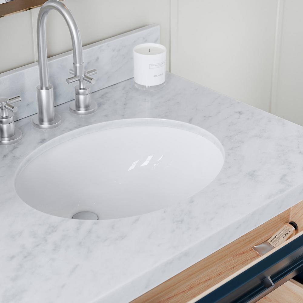 Midnight Blue Double Sink Bathroom Vanity with Marble Top
