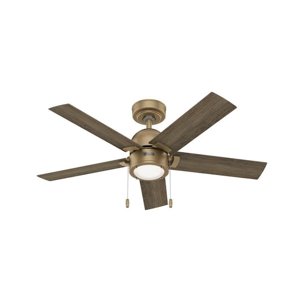 Hunter Erling 44 in. Integrated LED Indoor Burnished Brass Ceiling Fan with Light Kit Included