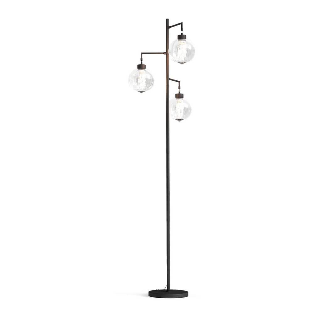 66.9 in. H Black Tree Living Room Floor Lamp with 3 Lights, Glass Lampshade and Foot Switch price history on PriceWatchPro