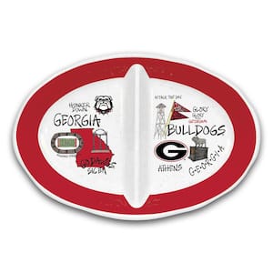 University of Georgia UGA 16.5 in. Assorted Colors 2 Section Melamine Serving Platter