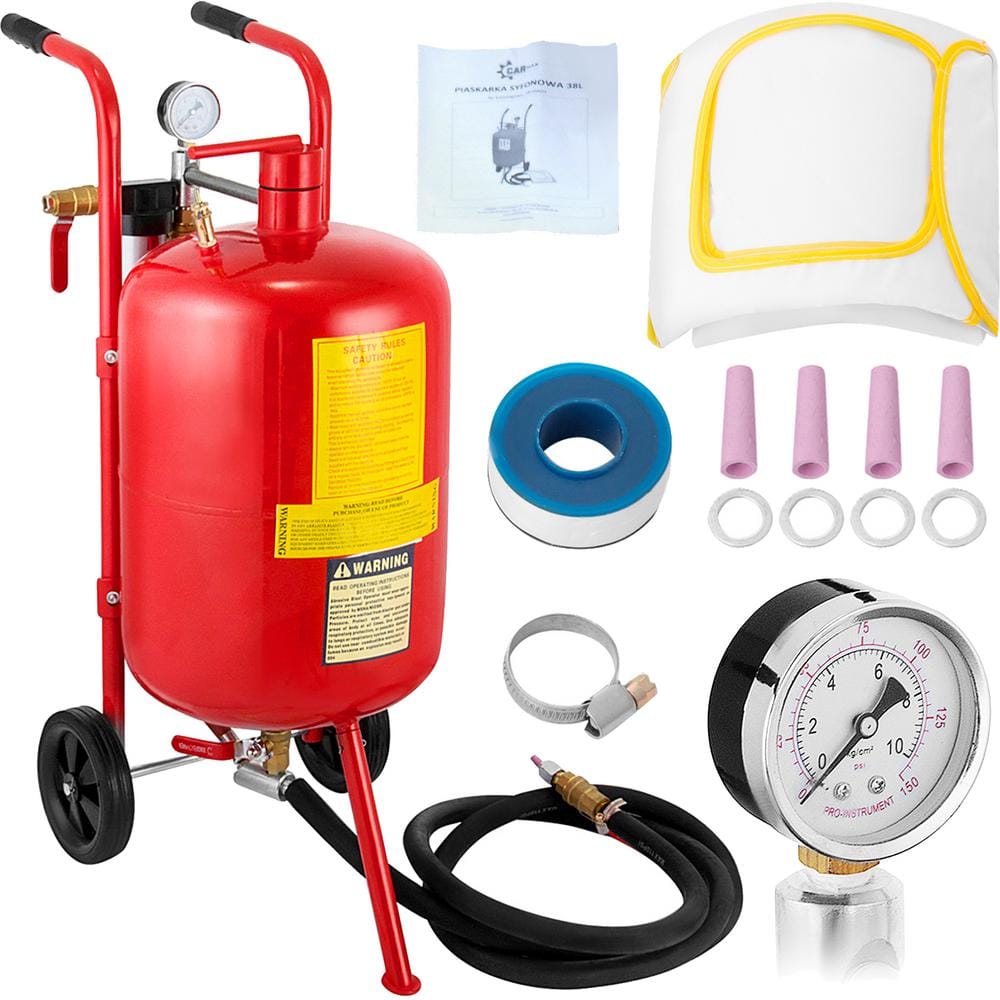 10 Gal. /40L Sandblaster Equipped with Nozzle Shut-Off Valve Pressure Gauge Ceramic Nozzle 2.5m Hose Filling Funnel price history on PriceWatchPro