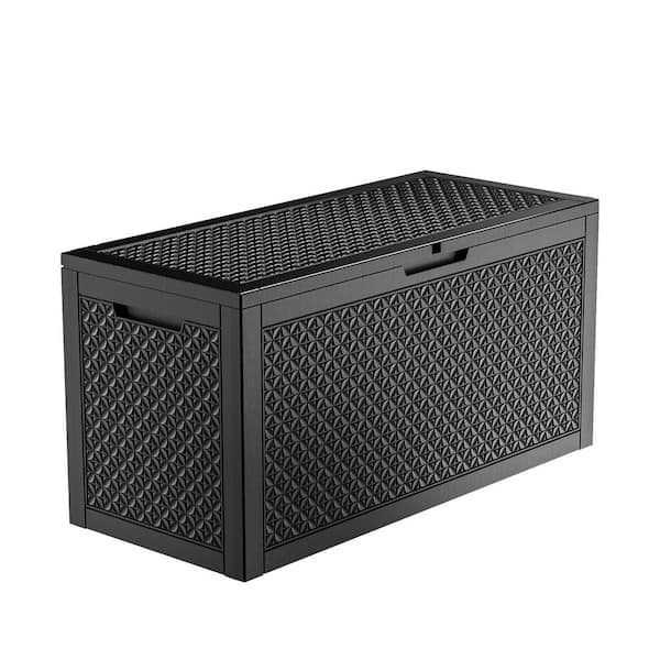 100 Gal. Indoor/Outdoor Waterproof Resin Lockable Storage Deck Box for Outdoor Cushions, Garden Tools, Pool Supplies
