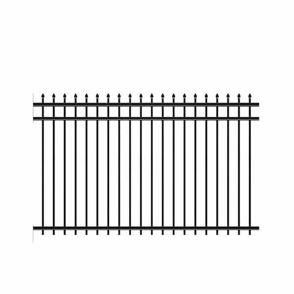 Cascade Heavy-Duty 5 ft. H x 8 ft. W Black Aluminum Pre-Assembled Fence Panel