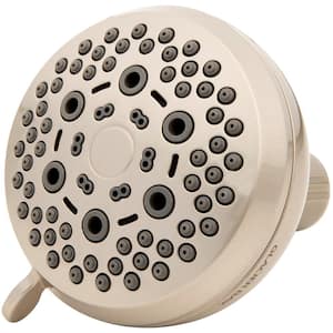 6-Spray 3.5 in. Single Wall Mount Fixed Adjustable Shower Head in Brushed Nickel